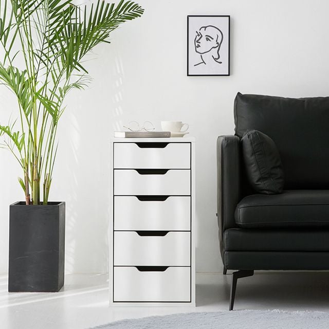 원목서랍장 틈새 서랍장 책상 5단 프린터 받침대