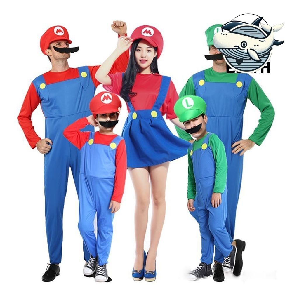 코스프레 의상 완전세트 모자 상의 하의 마리오