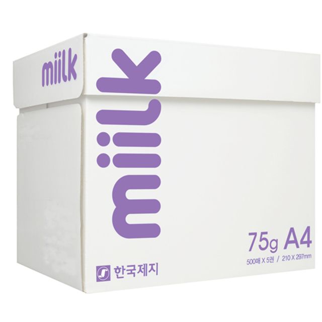 한국제지 밀크 A4 80g 복사용지 500장 5권(1박스)