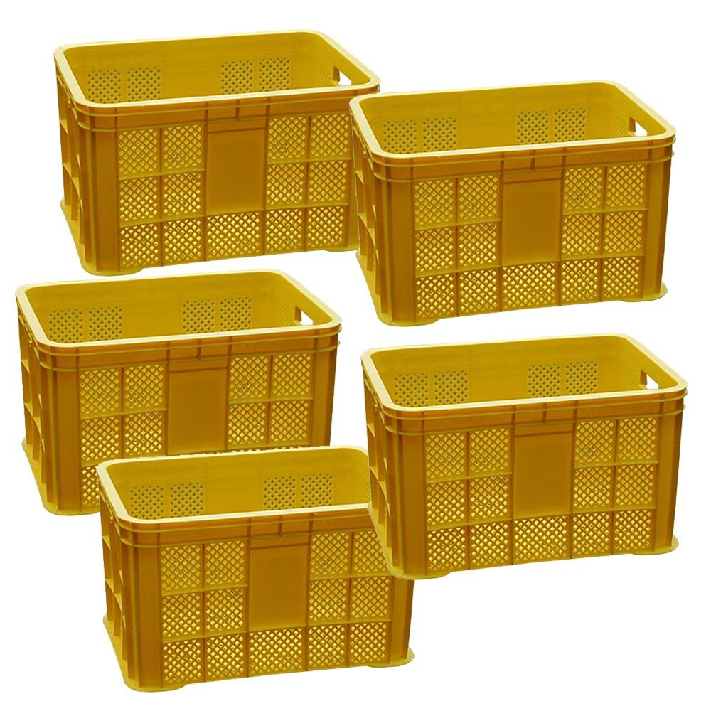 노란 플라스틱 운반용 박스 농산물 상자 사각 5개