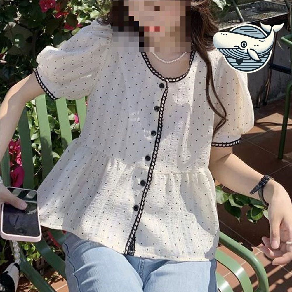 캐주얼 도트 블라우스 여름 하객룩 여성 플레어