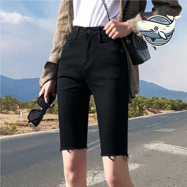 스판 스트레치 바지 편안한 5부 하이웨스트