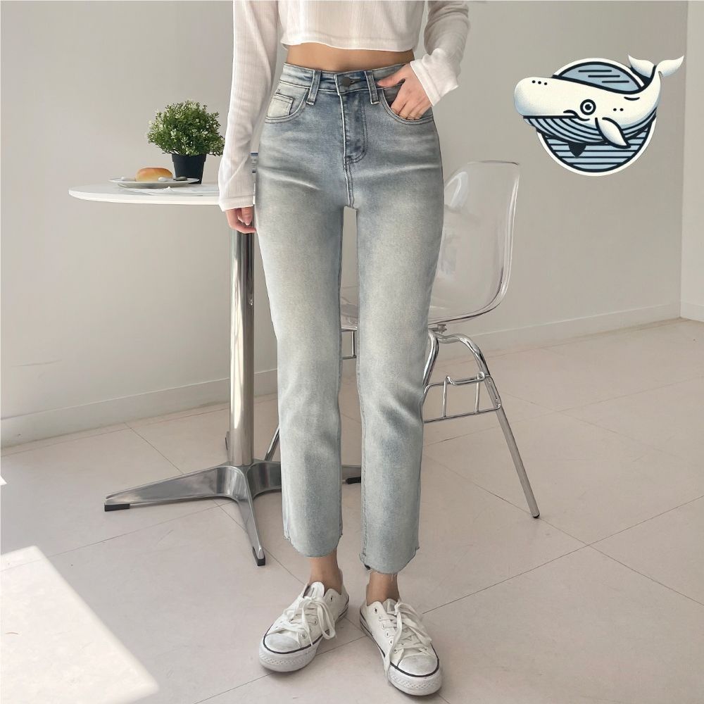 편안한 스판 데님 일자 팬츠 여름 청바지