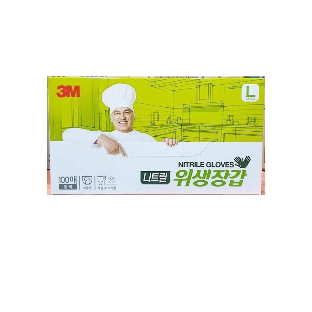 식자재 용품 3M 위생장갑니트릴 흰색 L 100매 1개