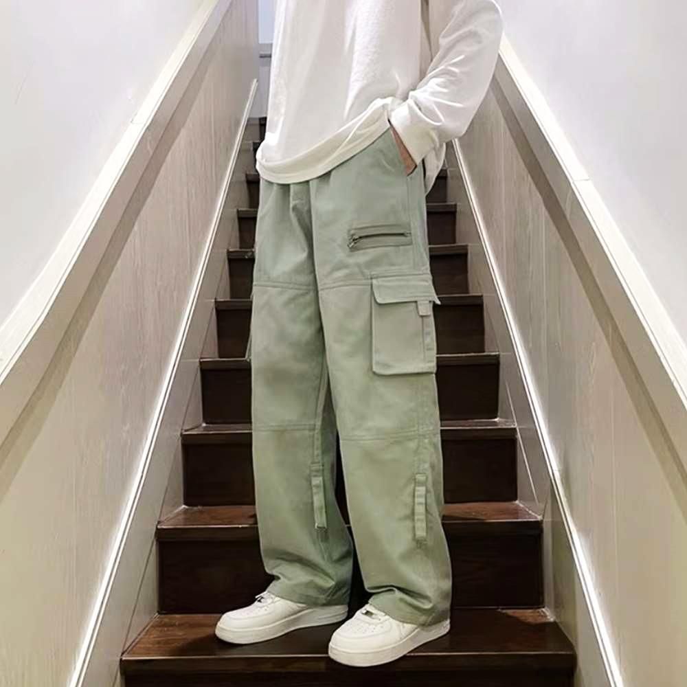 지퍼 패러스 와이드바지 카고 남자바지
