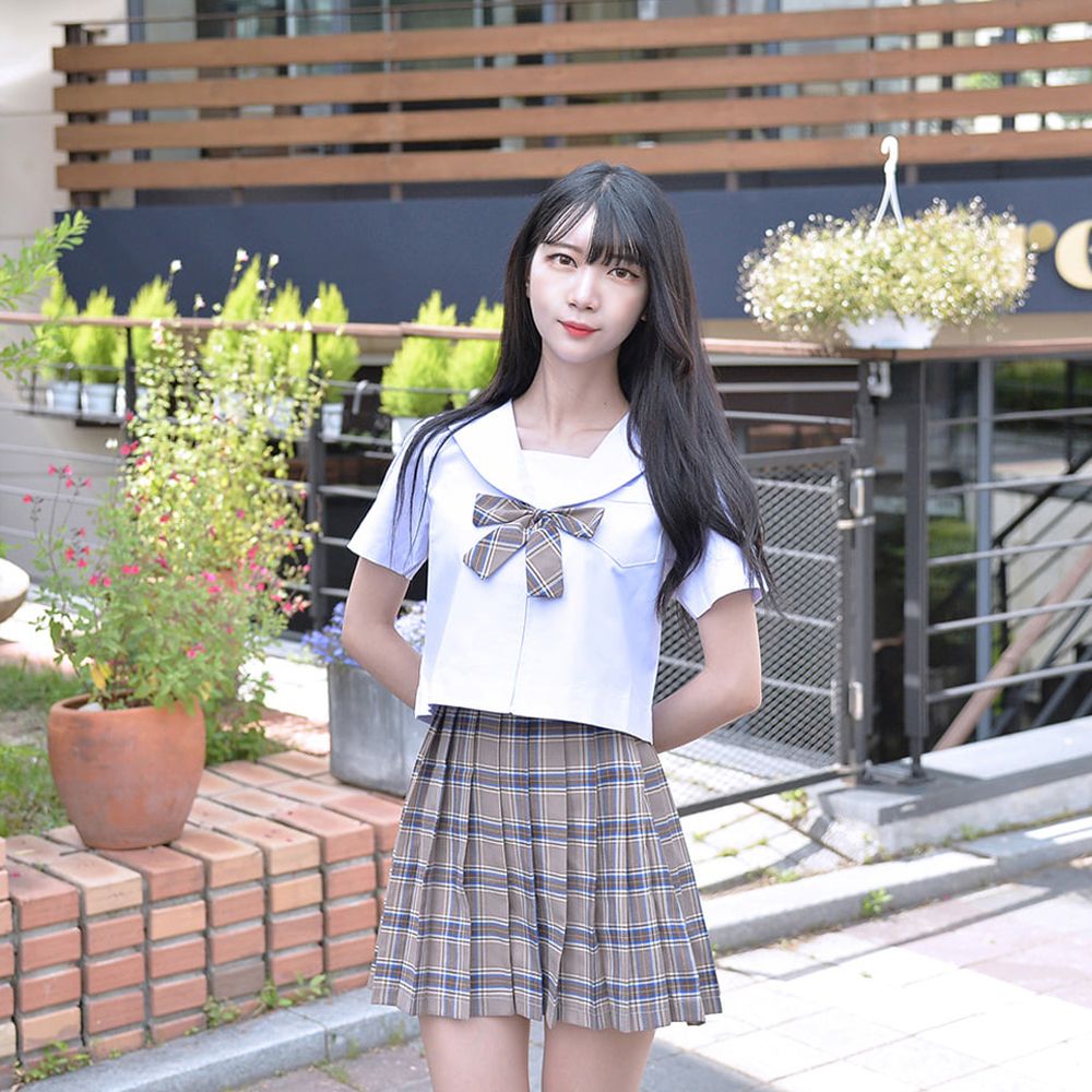 교복몰 티라미수 마카롱 체크 세라복 세트 (반팔)