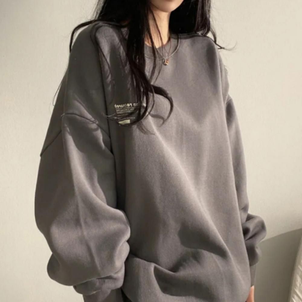 맨투맨 티셔츠 긴팔 오버핏 여자 라운드 데일리
