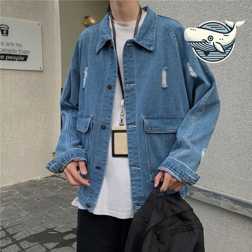 스타일리시 남성 데님 트러커 재킷 청정장