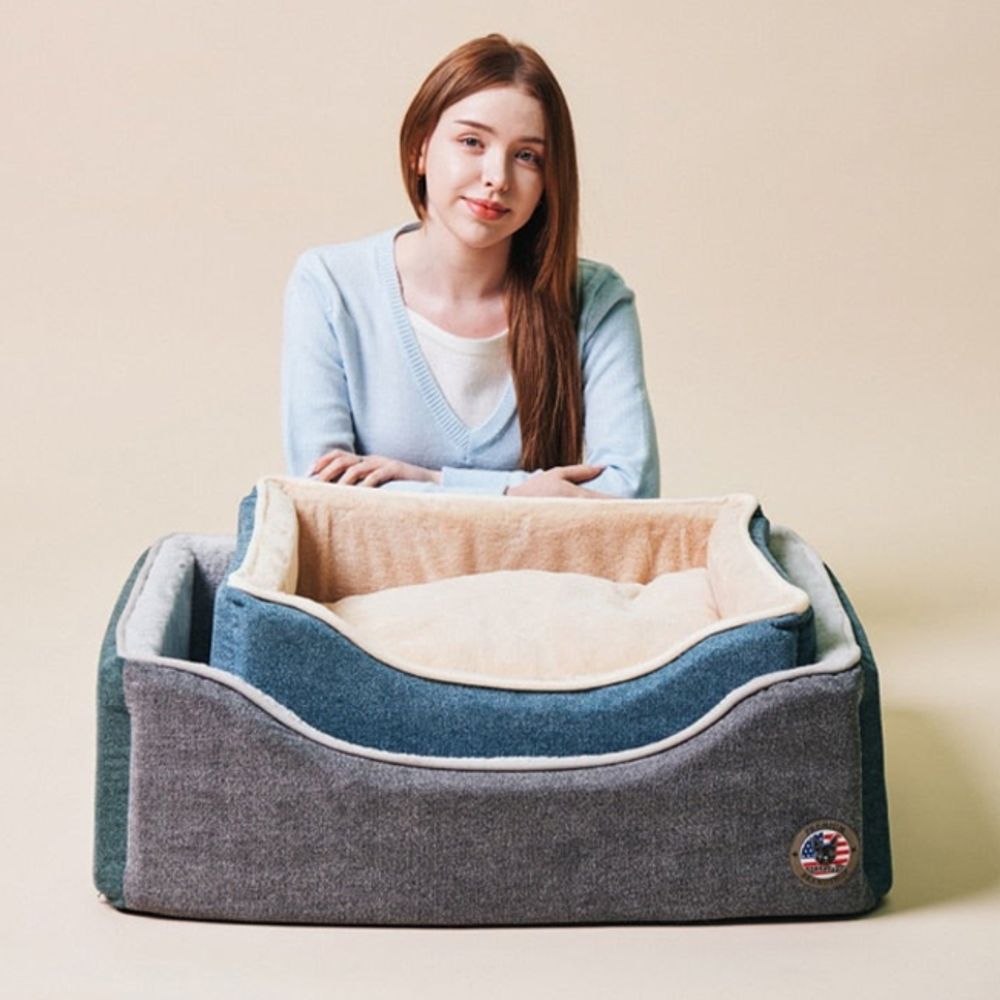 강아지 스펀지 사각 쿠션 다크그레이 점보대형 1P