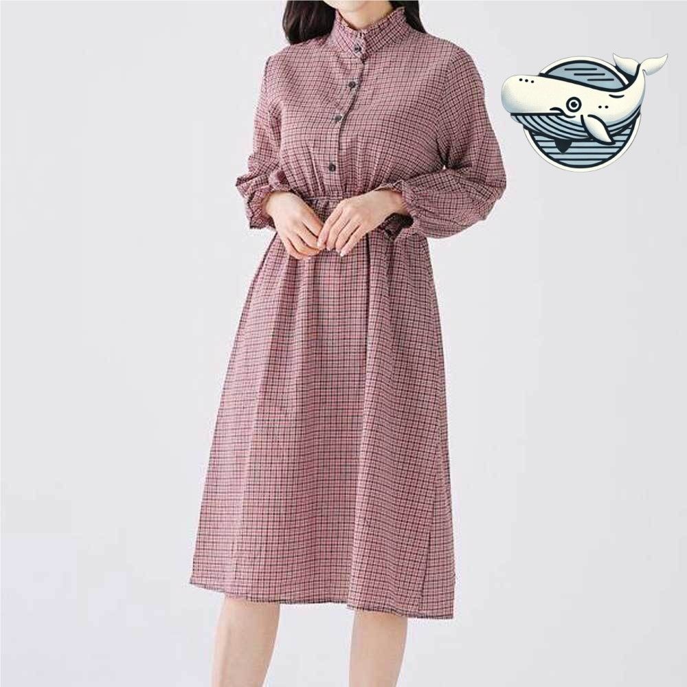 여자 체크 미디 원피스 캐주얼 데일리핏 대학생