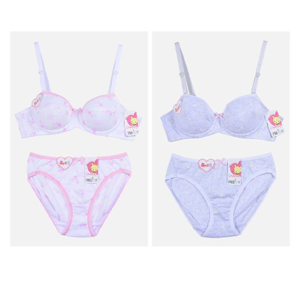 포인트 브라팬티 브라 세트 핑크 컬러 팬티 여