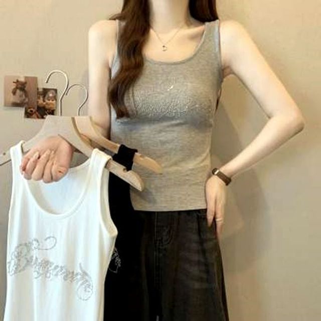 스퀘어넥 여성 민소매 반팔 크롭 URS9346