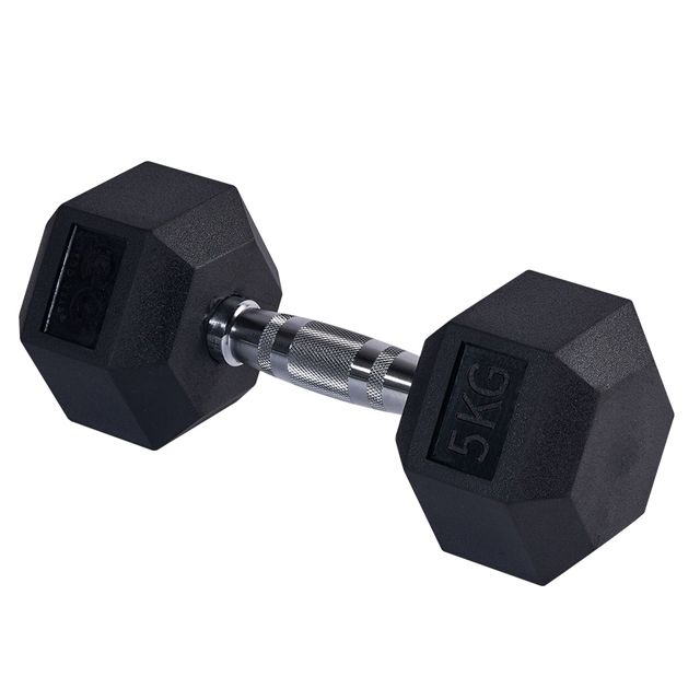 고무 크롬 육각 아령 5kg 1P 웨이트 근력 홈트레이닝