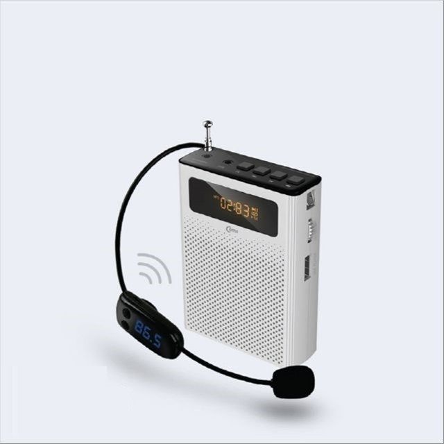 휴대용 무선 마이크 스피커 앰프 유선 마이크 White