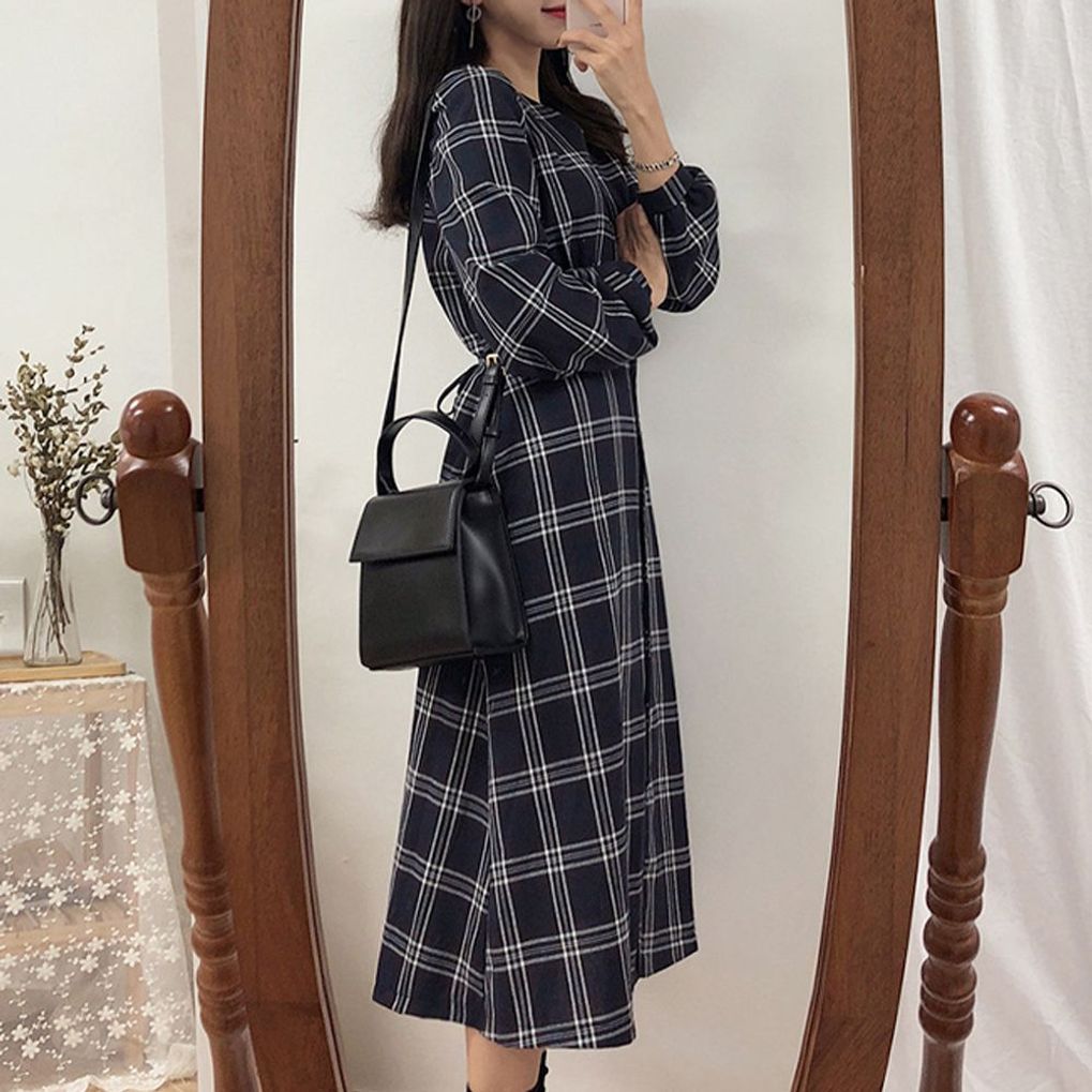 패턴 체크롱원피스 체크셔츠원피스 데일리 데일리