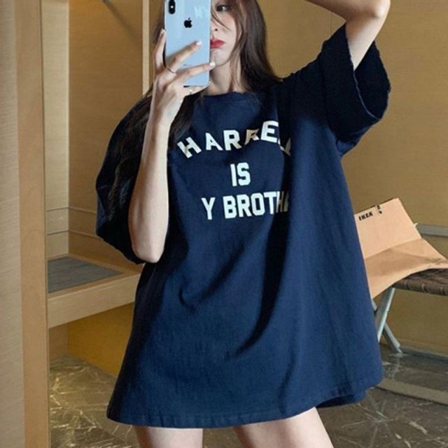 캐주얼 레터링 영문 기본 여성 데이 패션 오버핏 반팔