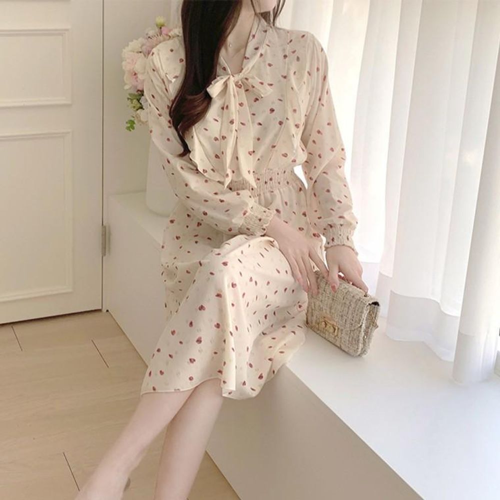 플라워 프릴 원피스 꽃무늬 밴딩 롱치마 봄