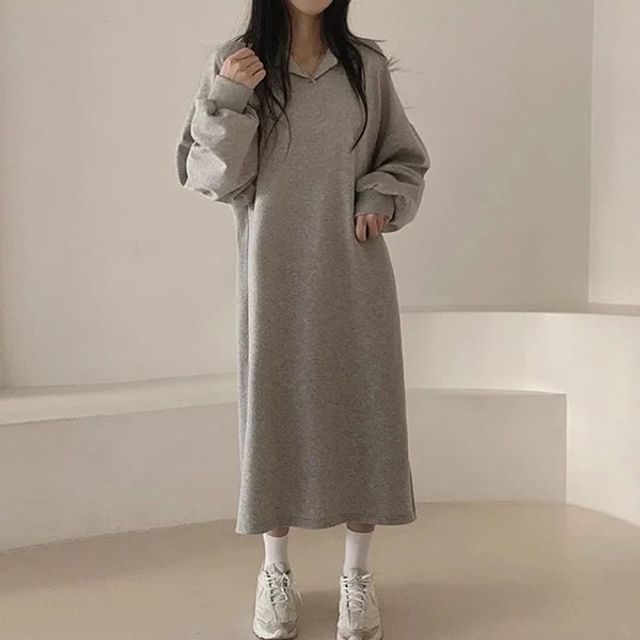 여성 오버핏 기모 카라 LK-T012 여자원피