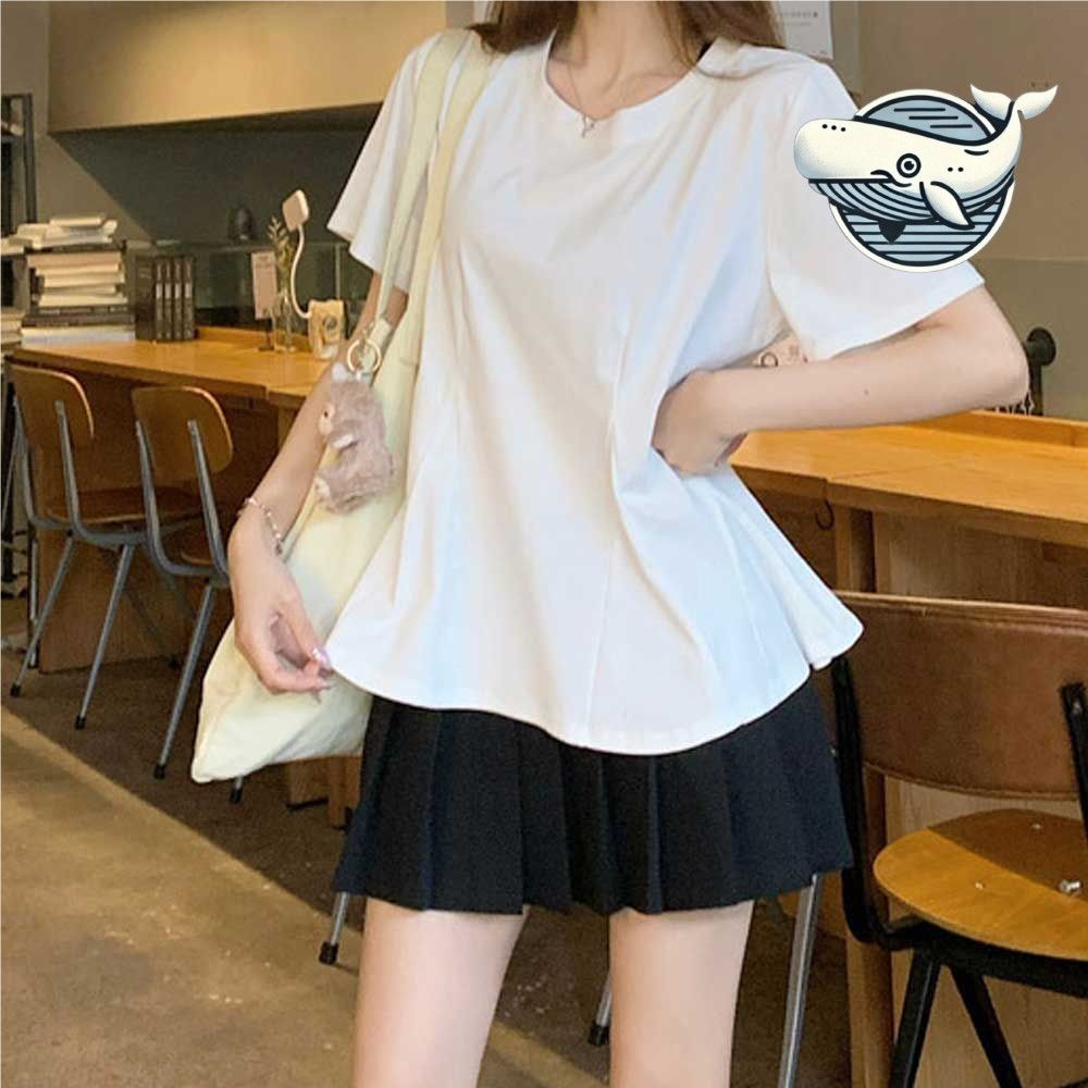여성용 라운드넥 반팔 티셔츠 감각적인 데일리룩