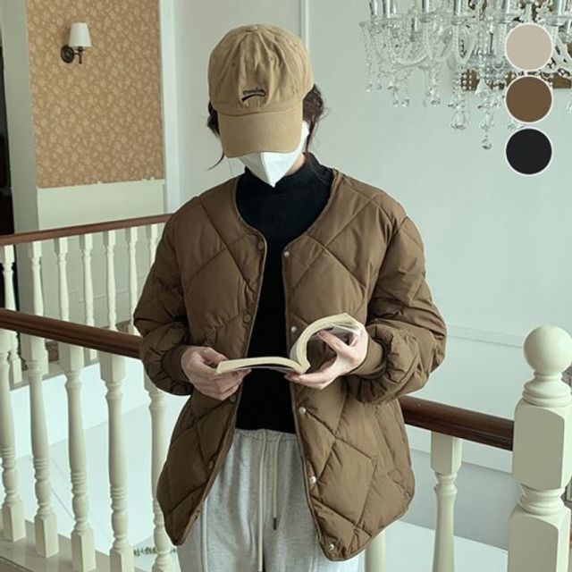 패딩 바람막이점퍼 루즈핏 라운드넥 여자패 고급