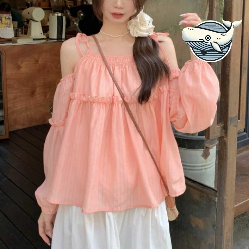 여름 핫한 프릴 오프숄더 블라우스 손목밴딩