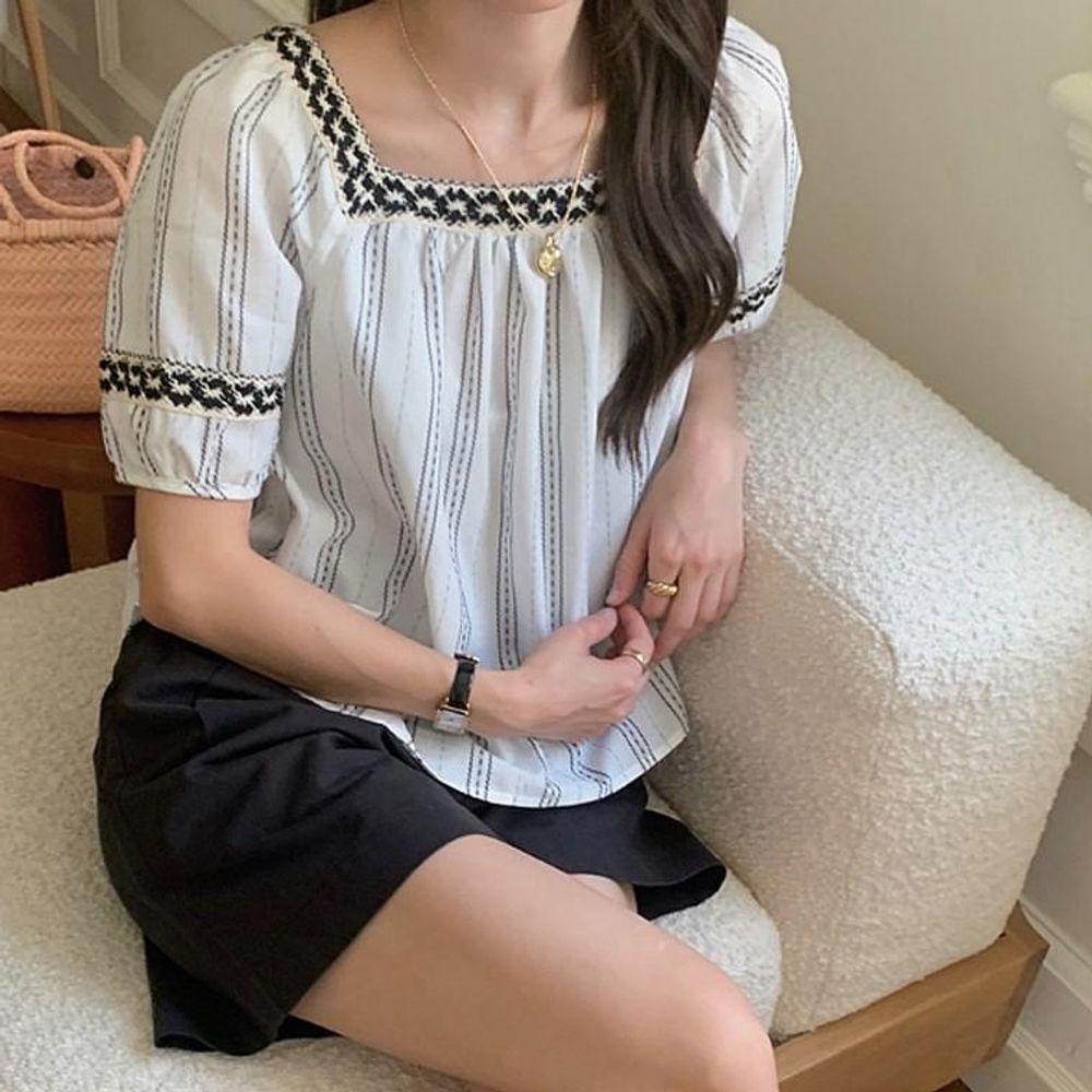 여름 블라우스 루즈핏 반팔 티셔츠 데일리 여성 반팔