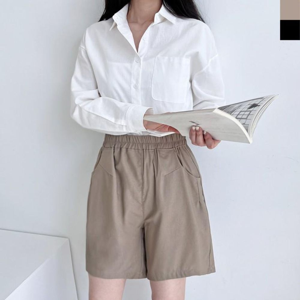 KSS 6258 여자프렌치 린넨밴딩 반바지 밴딩 반바지 팬