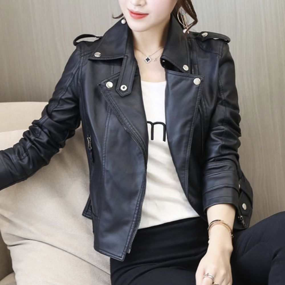 봄 가을 간절기 여성 라이더자켓 하프자켓 상의 검정