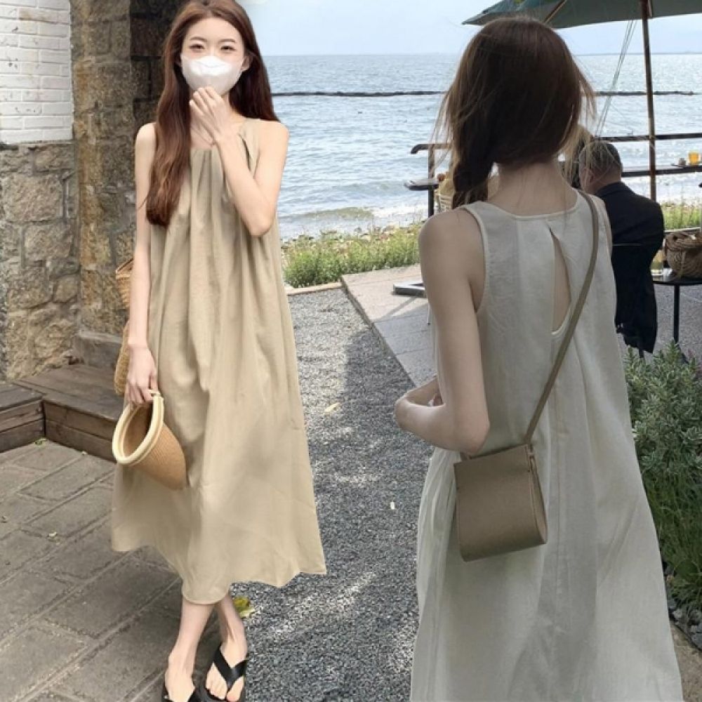 예쁜 A라인 뒷트임 포인트 여름 여자 나시 원
