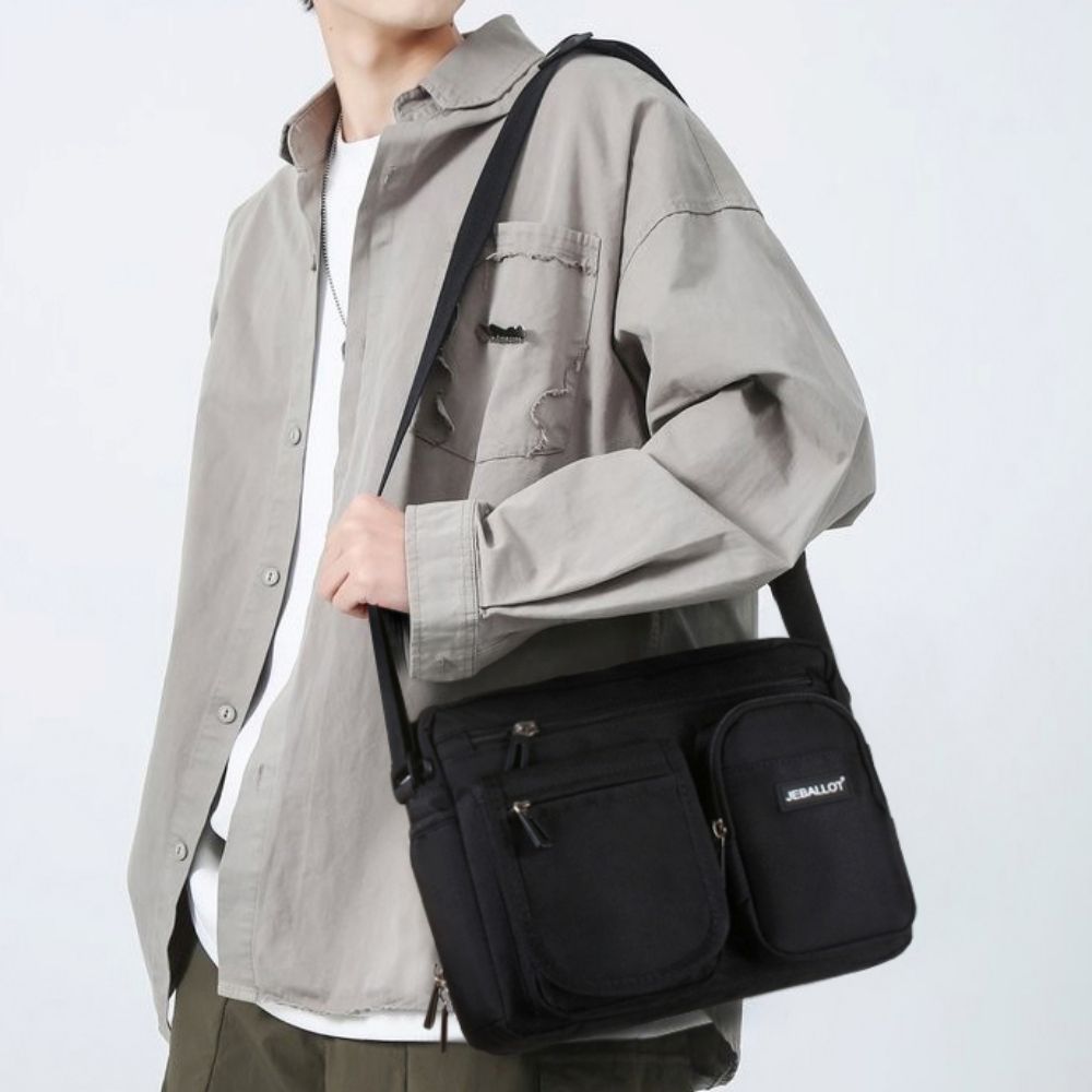 캐주얼 스트릿 남성 투포켓 캔버스 크로스백