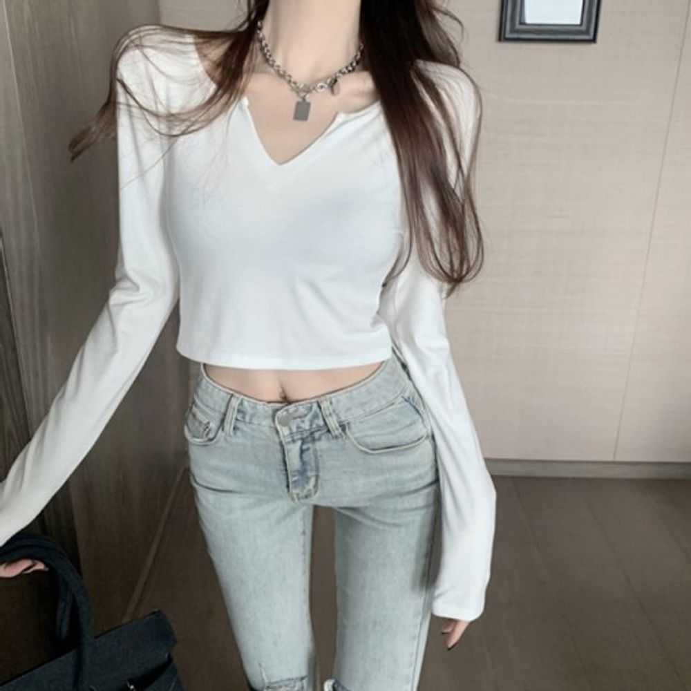 크롭긴팔기 크롭티 긴팔 여성크롭티 슬림핏 여성