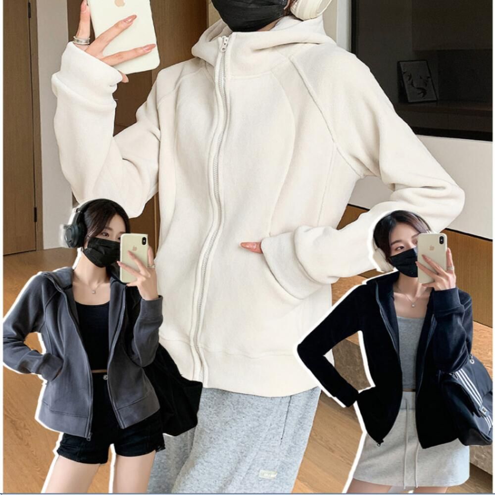 간절기 아우터 스타일리쉬한 캐주얼 플리스 후드 자켓
