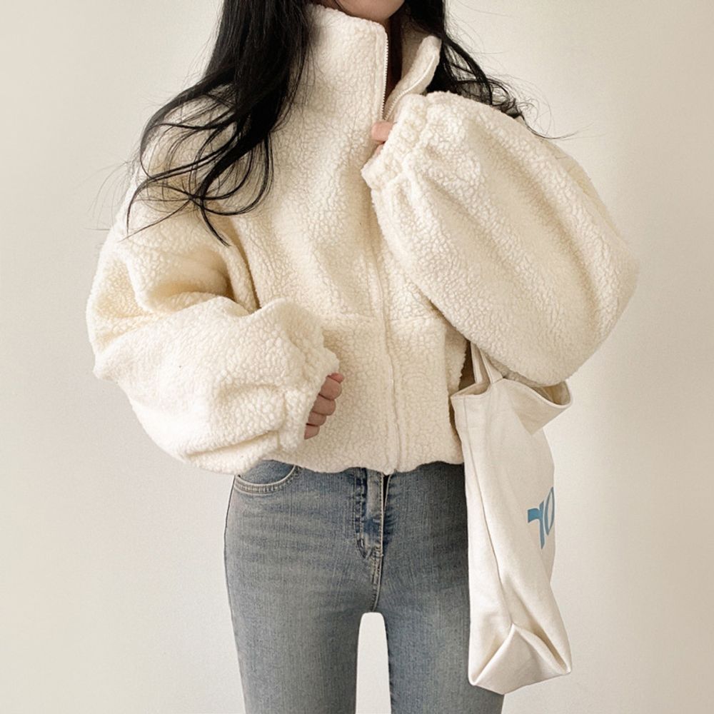 숏 여자 루즈핏 뽀글이 집업 점퍼 플리스 양털