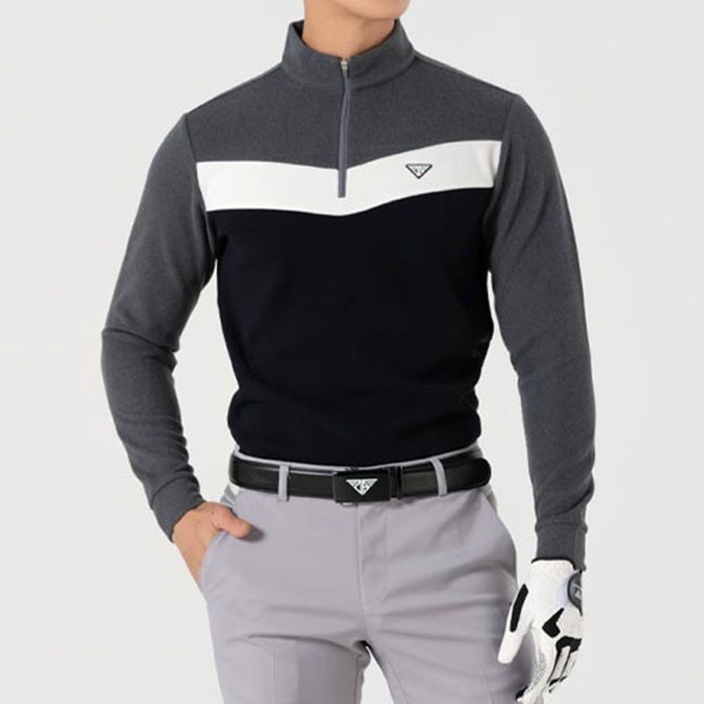 남성 반집업 스포츠상의 골프웨어 겨울티셔츠 스판옷