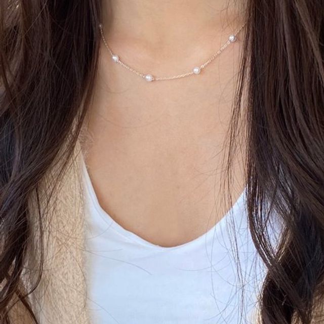 (silver925) space pearl necklace