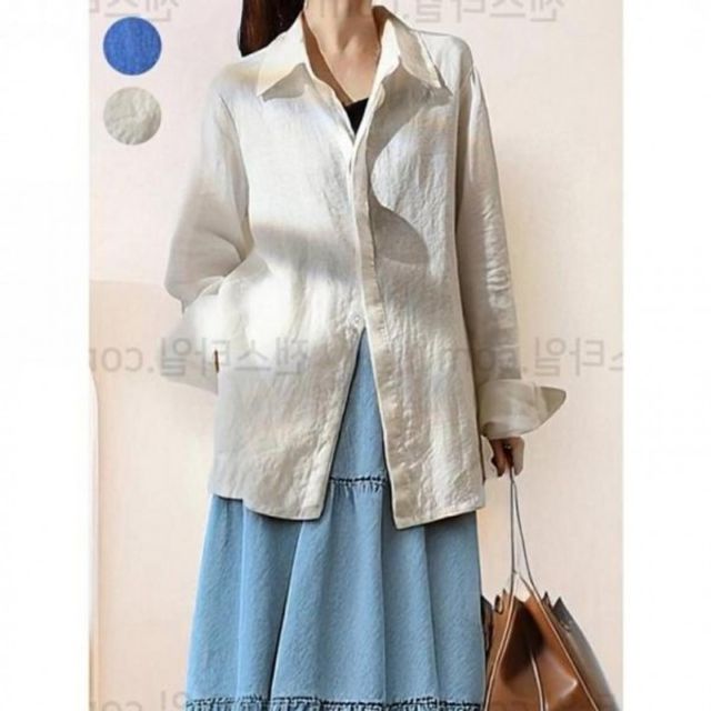 여성 남방 린넨셔츠 기본 화이트 데이 시원한 여름 간