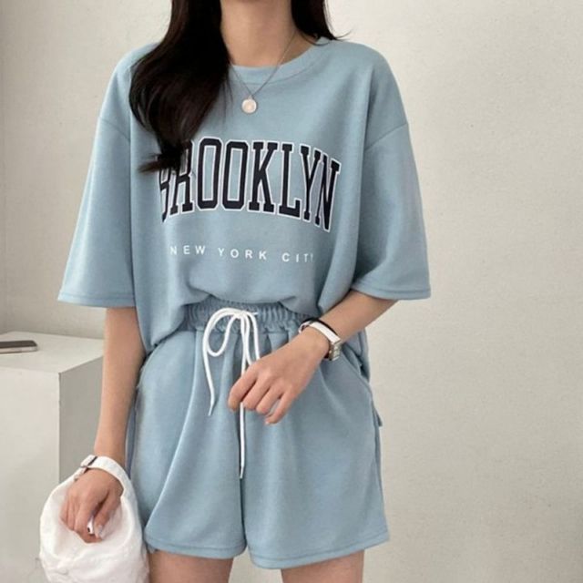 4컬러 베이직 여성 기본 디자인 데이 반팔 반바지 셋