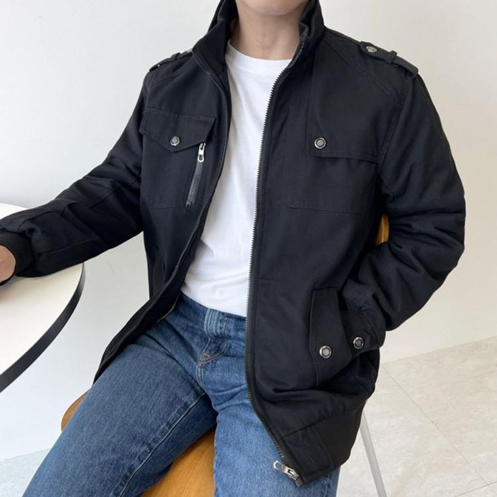 남성 데일리 캐주얼 하이넥 코튼 밀리터리 점퍼 자켓