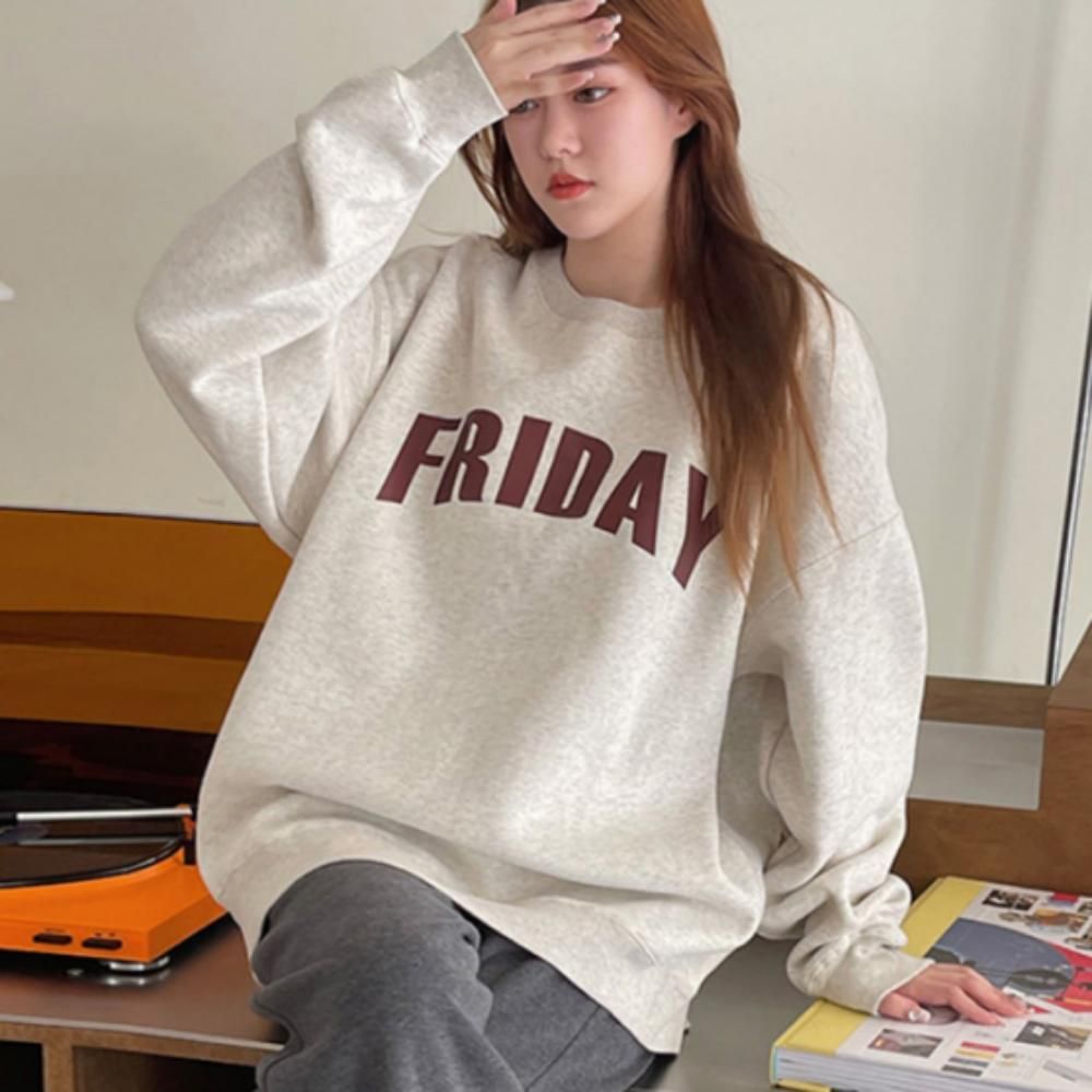 기모 맨투맨 긴팔 오버핏 여자 티셔츠 예쁜