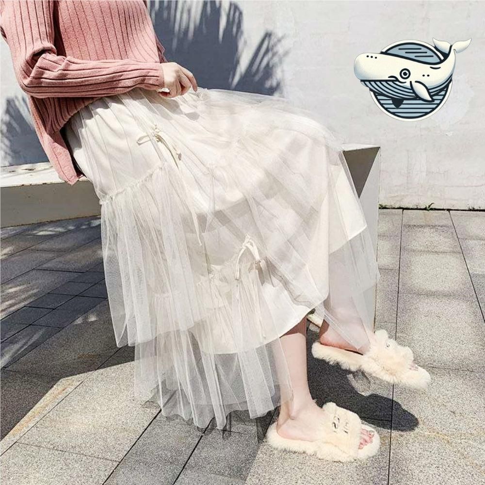 옆리본 끈 레이스 여름 플레어 스커트 편안한