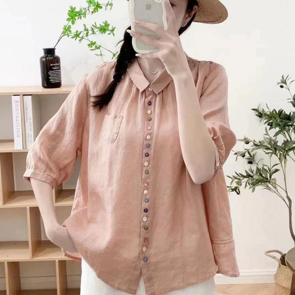 티셔츠 여름옷 런칭 7부 와365 할머니옷 린넨 셔츠
