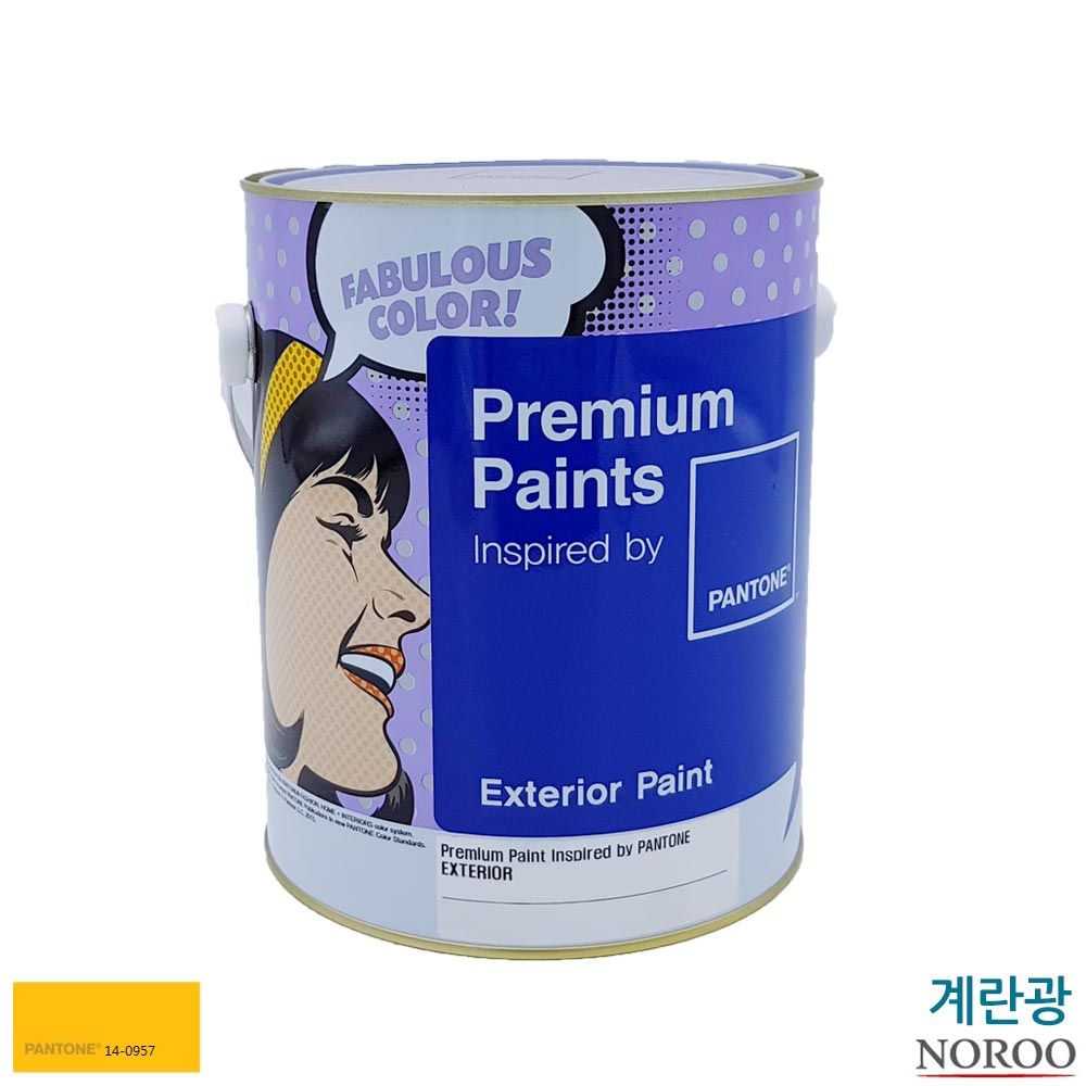 팬톤 외부용 계란광 수성페인트 4L 노랑14-0957