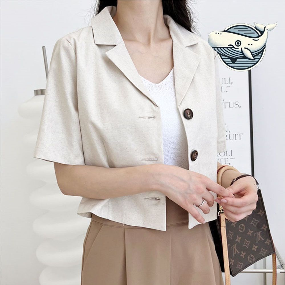 직장인 여름 반팔카라 크롭 자켓 여성 데일리