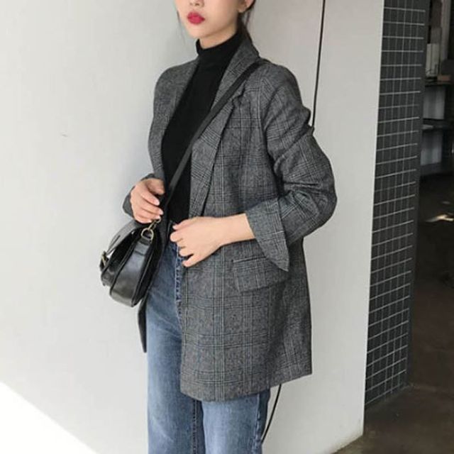 X 정장자켓 코트 체크 자켓 여성 마이 가을자