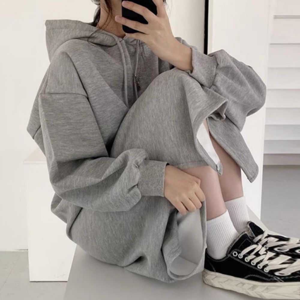 여자 기모 안감 롱 후드 오버핏 원피스 /여자