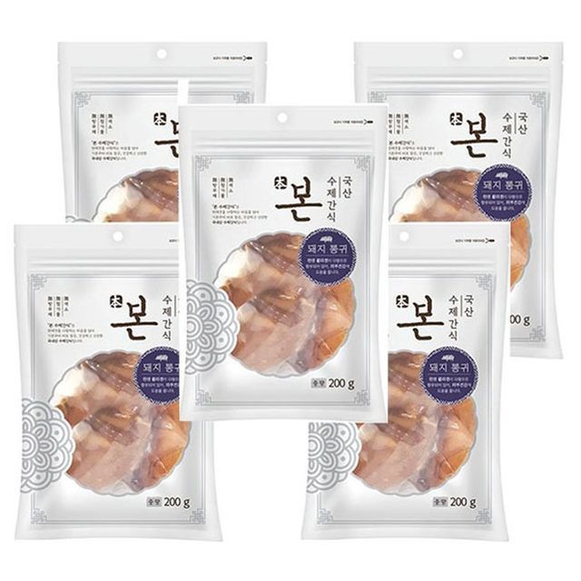 강아지간식 돼지통귀 200g 5P 반려견 수제 영양 건조