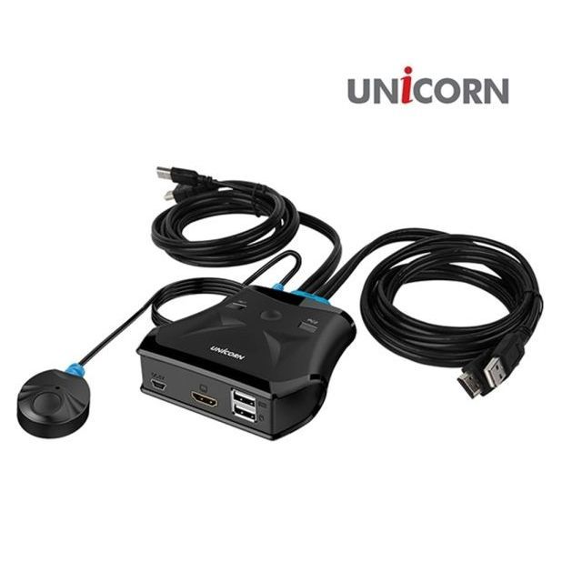 2대1 DVI KVM 스위치 케이블연결형유니콘 KVM-200DVI