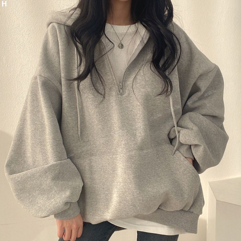 CC376 단색후드티 기모후드티 오버핏 여자후