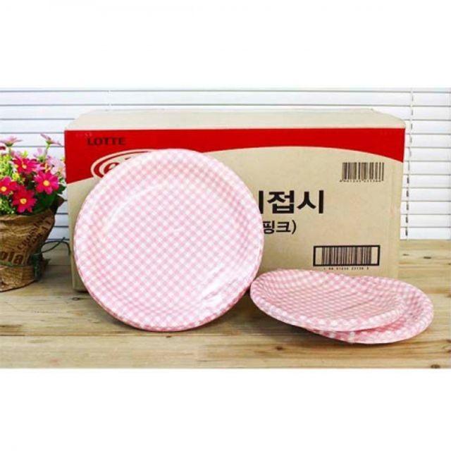BOX 이라이프 핑크 종이접시 230mm 200p 일회용접시