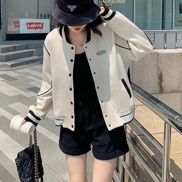 베이직 자켓 점퍼 레터링 아우터 자수 여성자켓